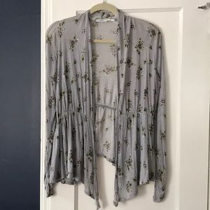 Kimchi Blue Light Floral Cardigan Gray Purple